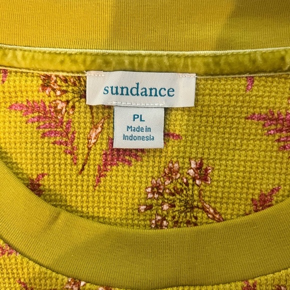 Sundance Sausalito 3/4 Sleeve Thermal Waffle Gold Yellow Pink Floral Size PL - Picture 10 of 10